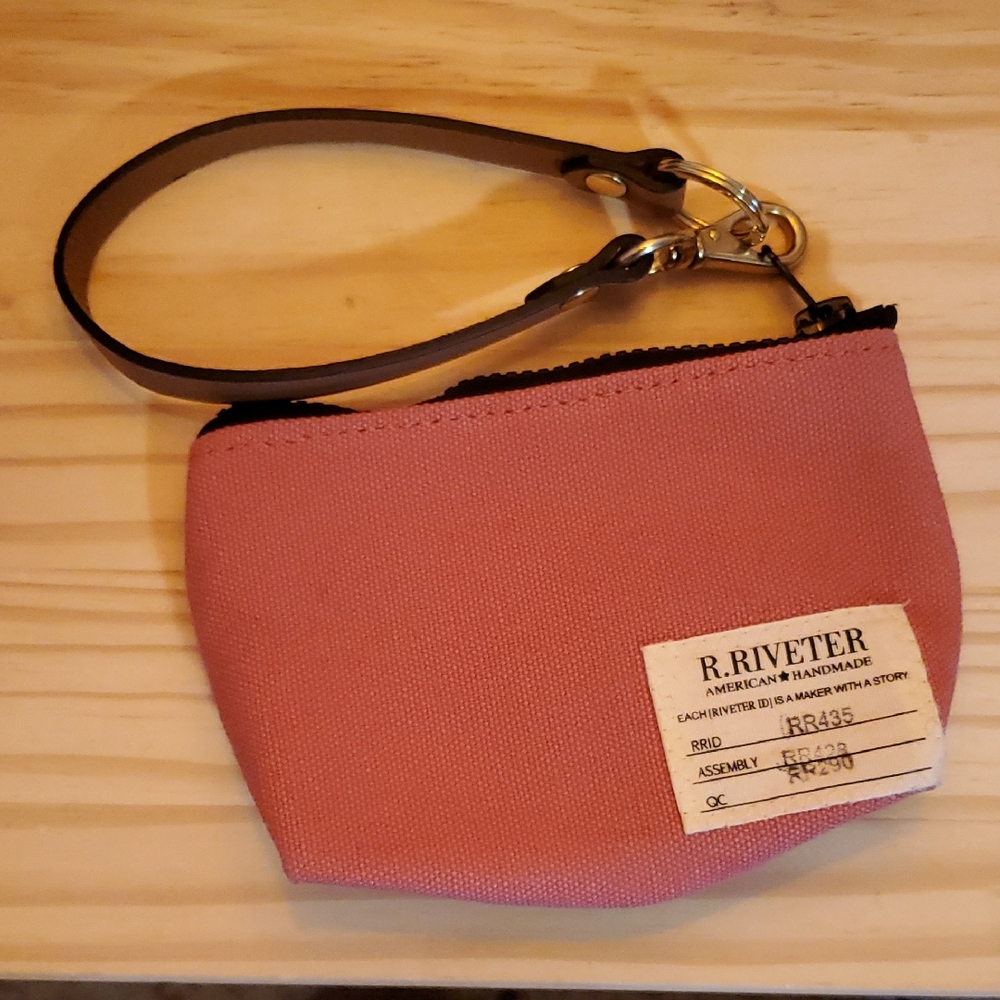 NWOT R Riveter Pink Canvas Wristlet